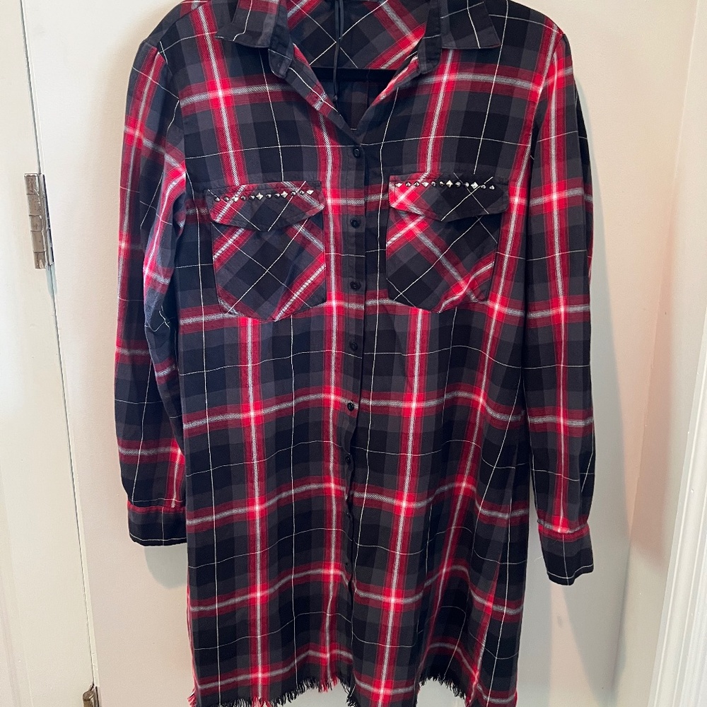 Zara Plaid Shirt Dress Size M